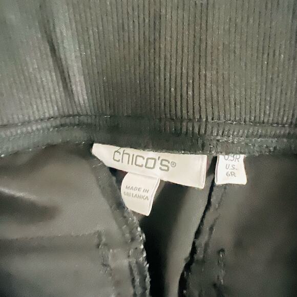Chicos High Rise Ribbed Side Pull On Pants Size 6 Black - Picture 6 of 11